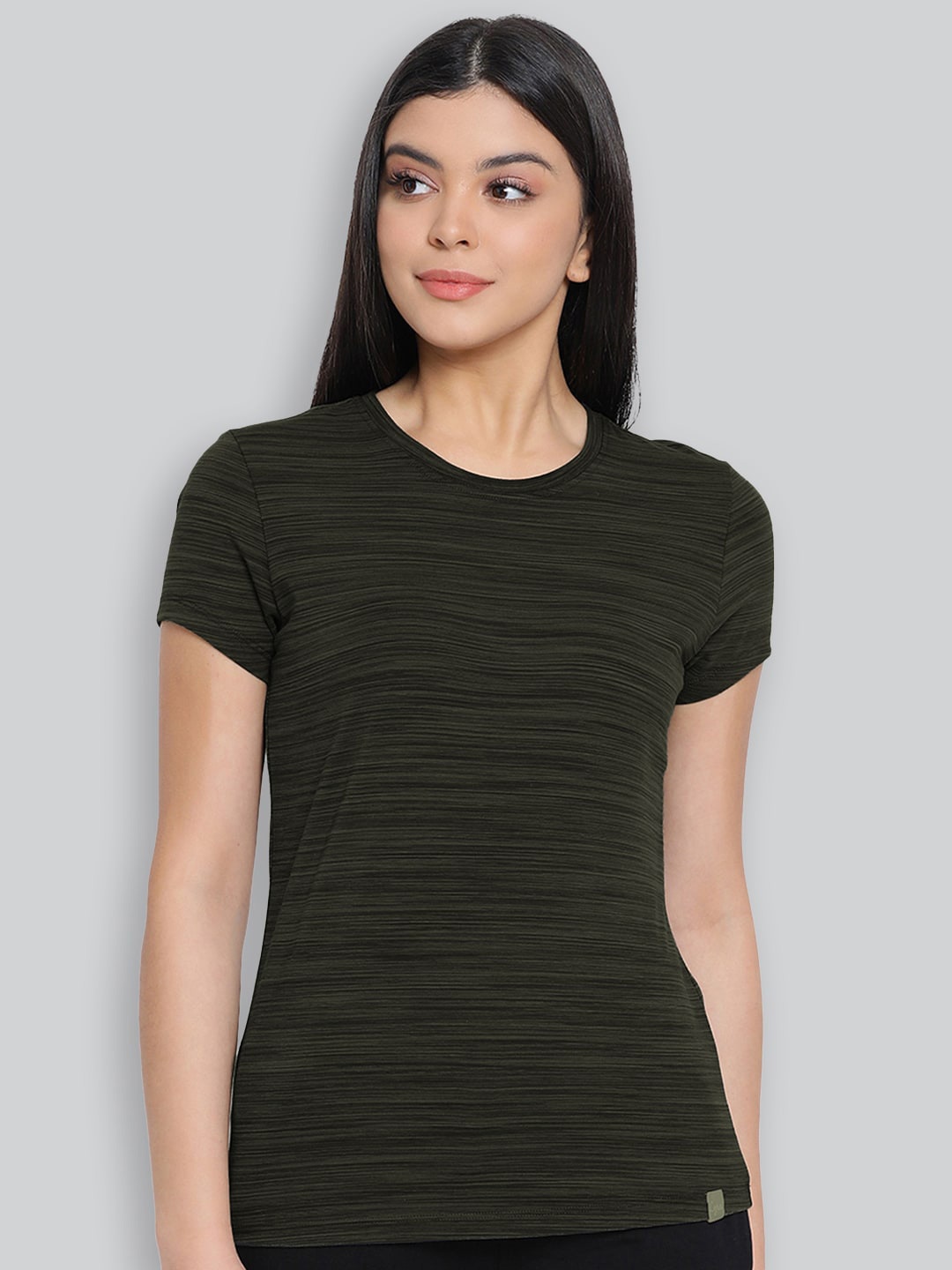 

LYRA Women Round Neck Printed Cotton T-shirt, Black