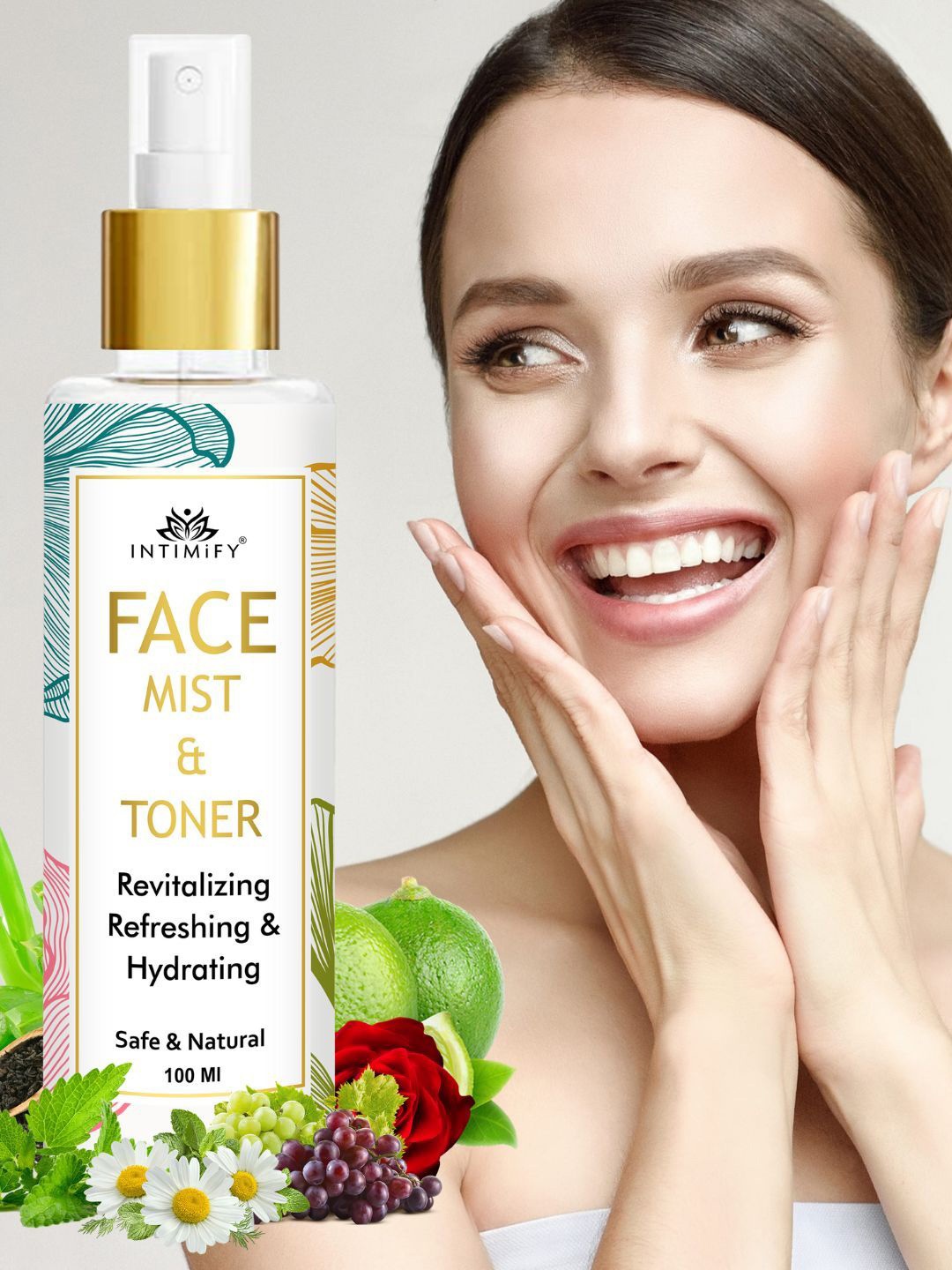 

INTIMIFY Safe & Natural Face Mist & Toner with Chamomile & Aloevera - 100 ml, White