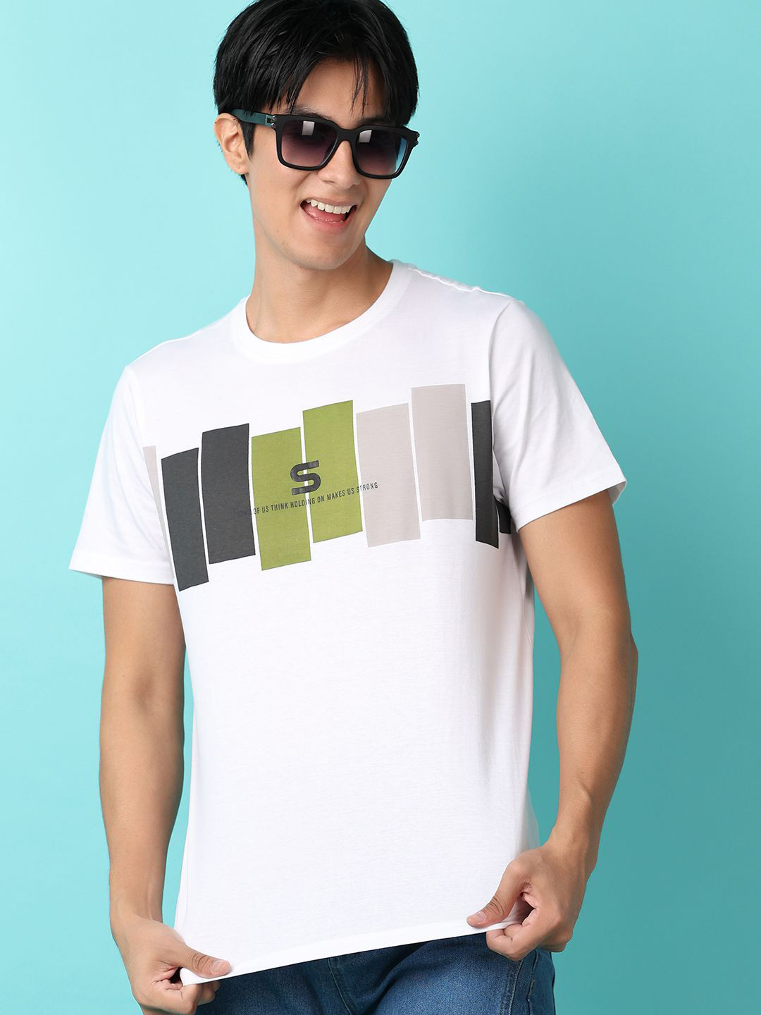 

V-Mart Slim Fit Typography Printed Cotton T-shirt, White