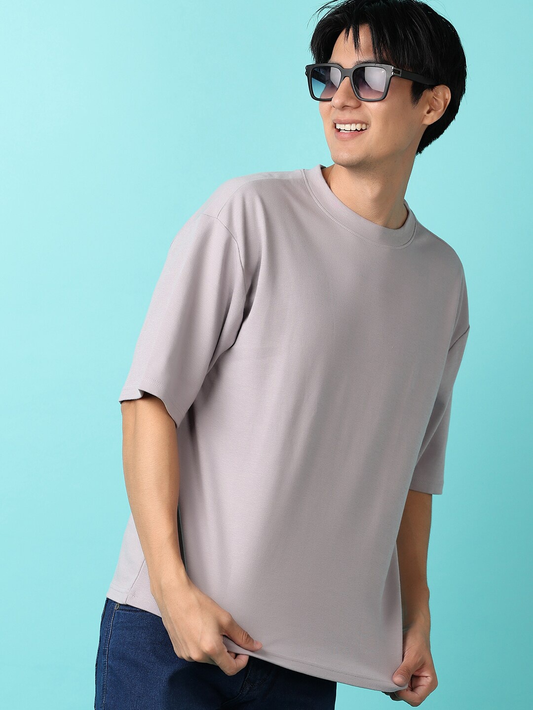 

V-Mart Round Neck Cotton T-shirt, Grey