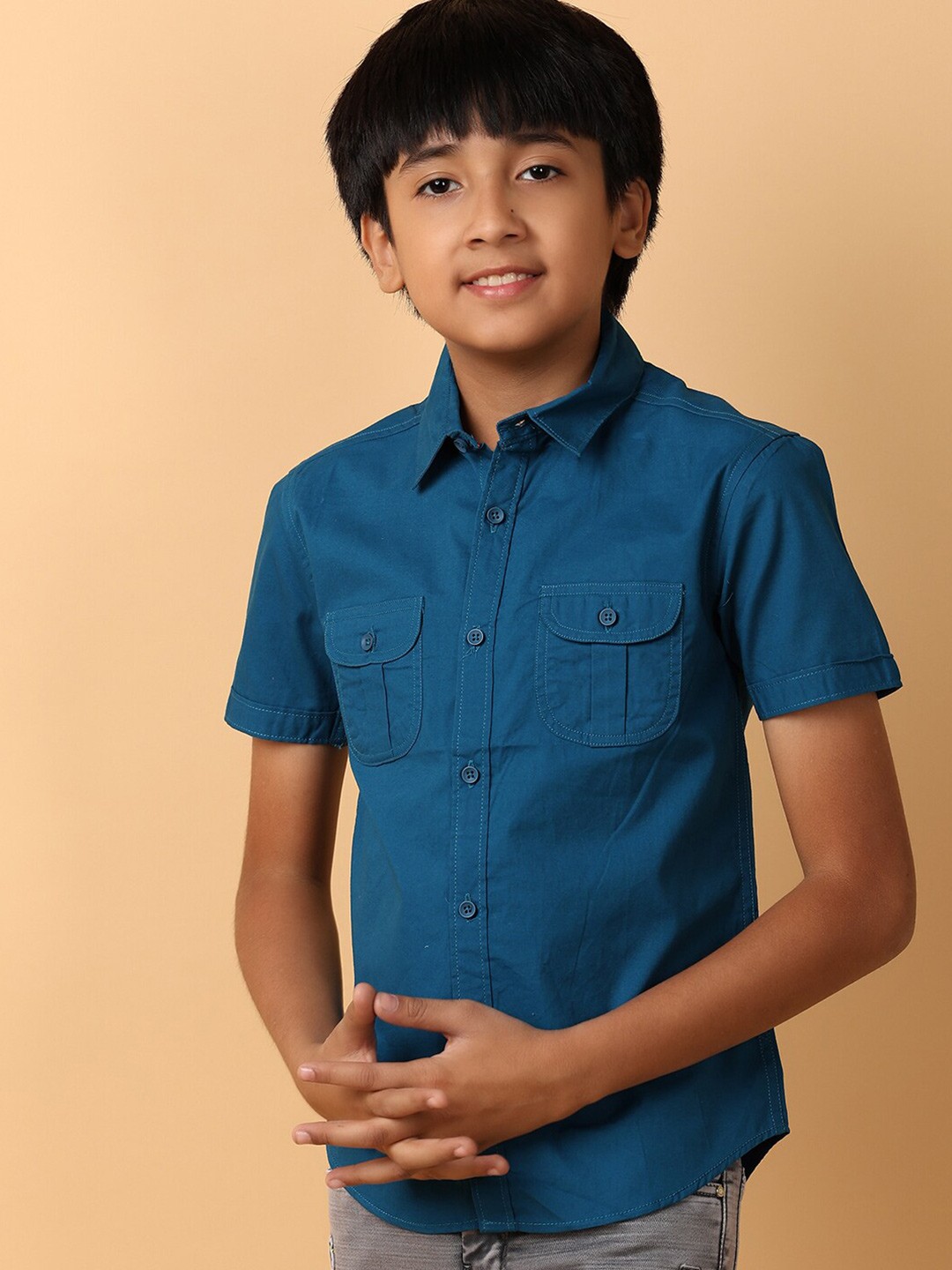 

V-Mart Boys Regular Fit Casual Shirt, Blue