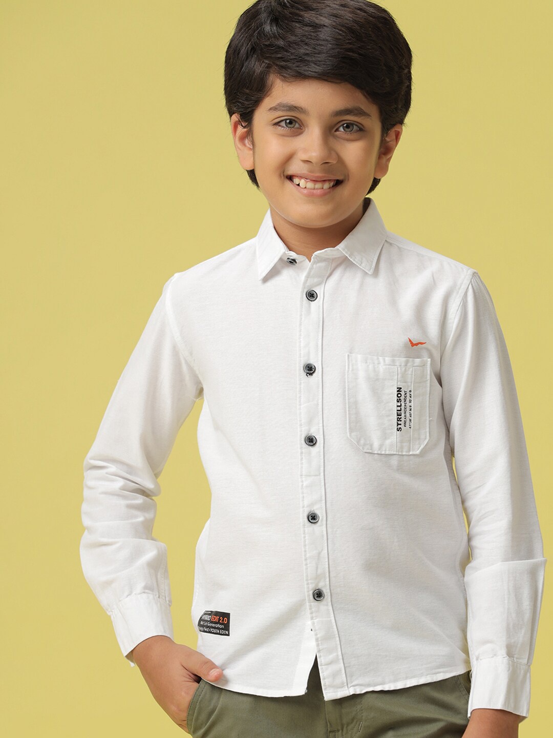 

V-Mart Boys Printed Linen Casual Shirt, White