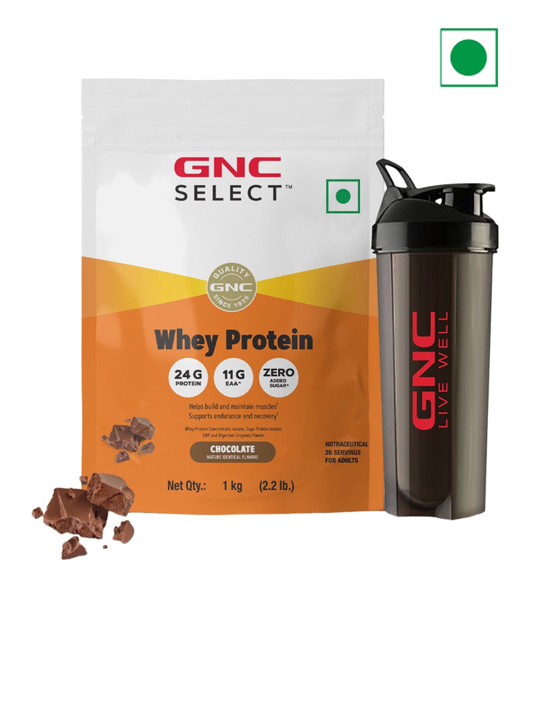 

GNC PP Select Chocolate Whey Proteins-1 Kg, Orange
