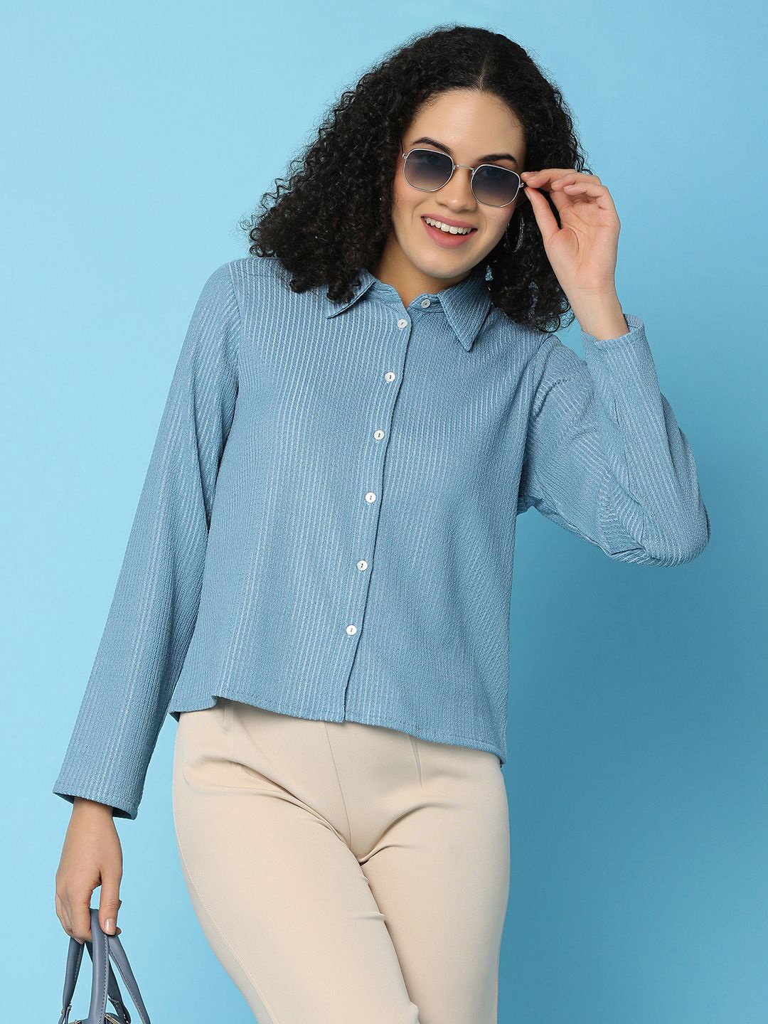 

UNLIMITED Opaque Striped Casual Shirt, Blue