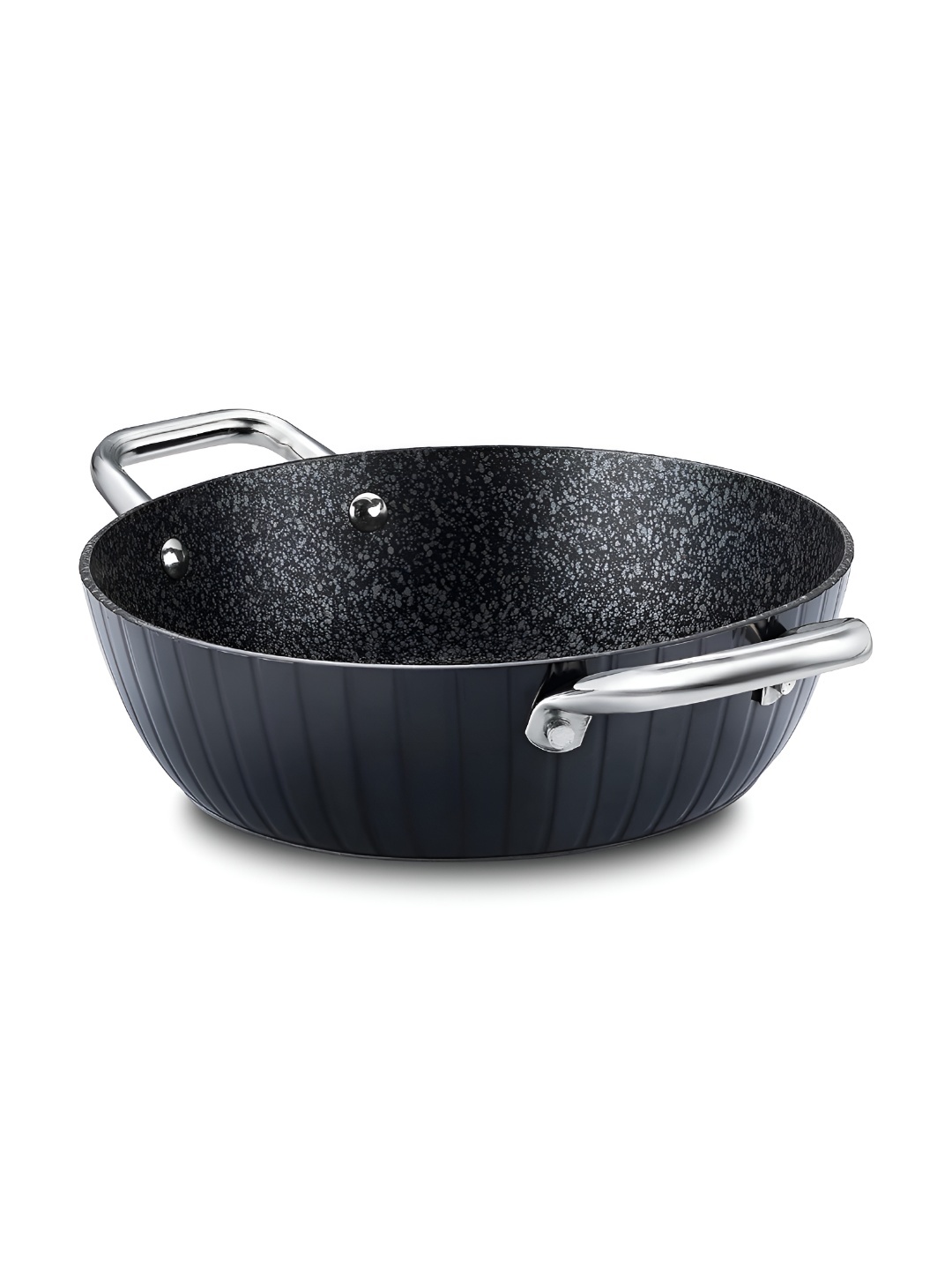 

Durastone Hard Anodised 6 Layer Non-Stick Kadai with Glass Lid, Black