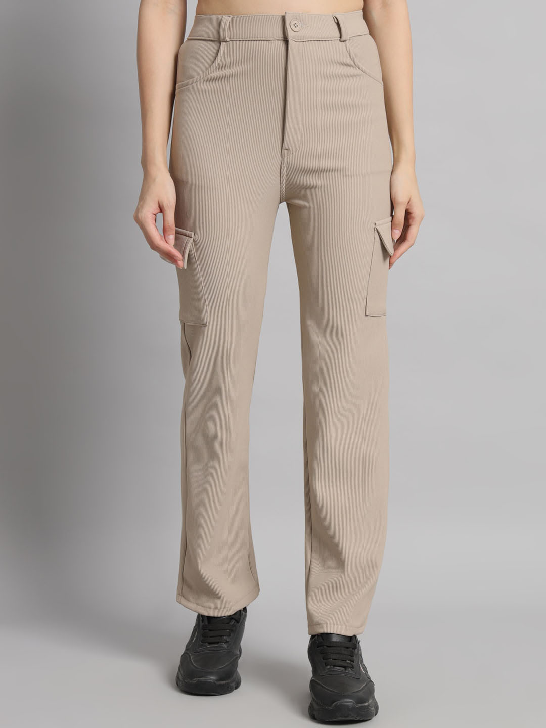 

The Roadster Lifestyle Co Women Straight-Fit Regular Trousers, Beige