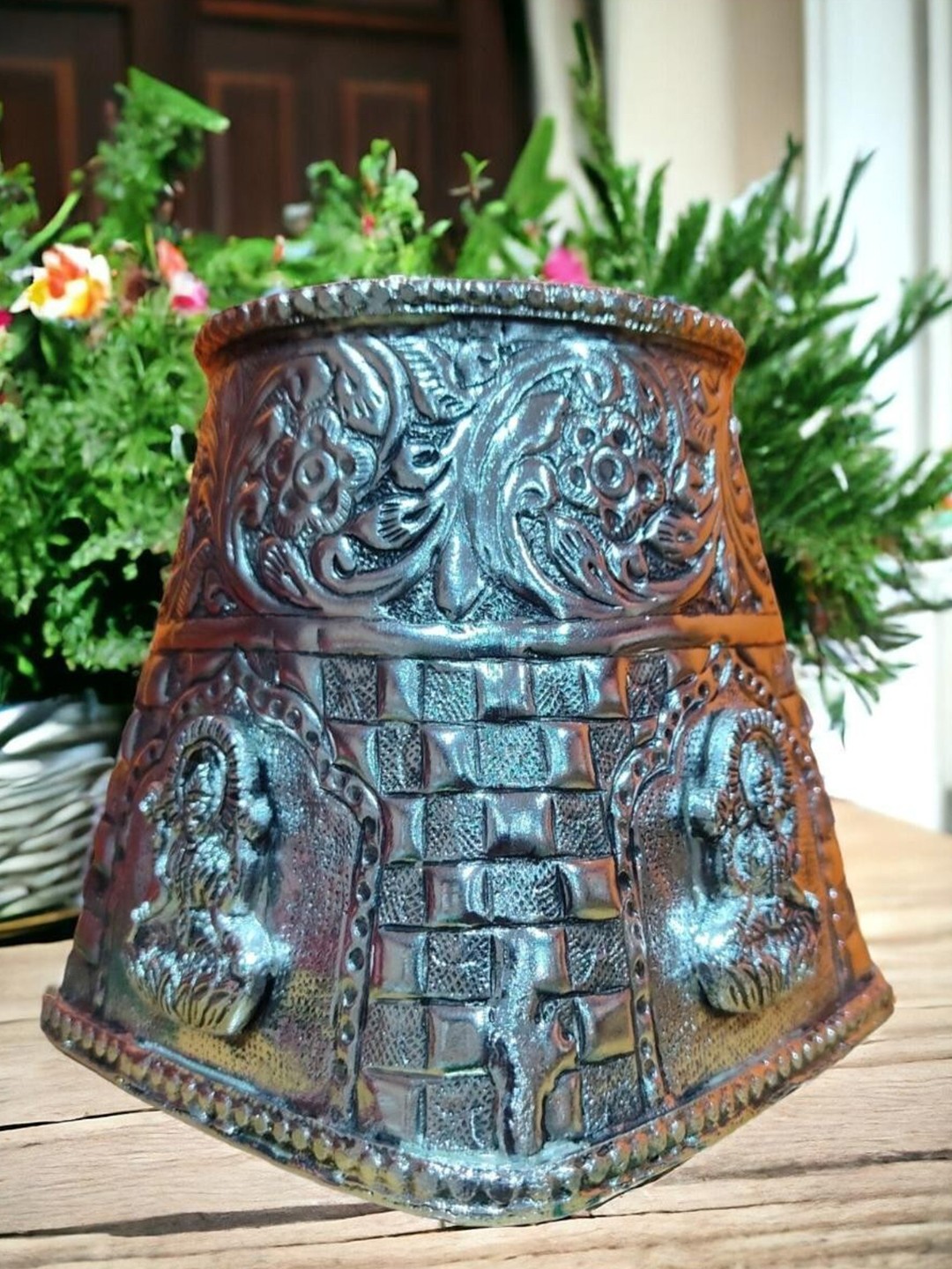 

Sigaram Silver-Tone Antique German Silver Round Tulasi Pot