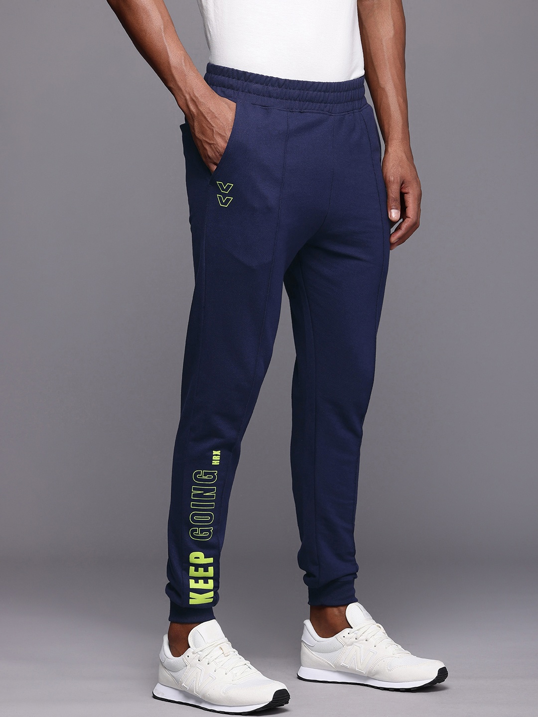 

HRX by Hrithik Roshan Typography Printed Anti Odour Slim Fit Joggers, Navy blue