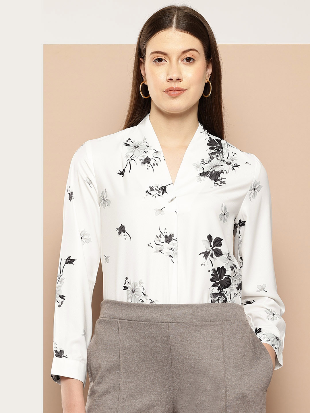 

her by invictus Floral Print Top, White