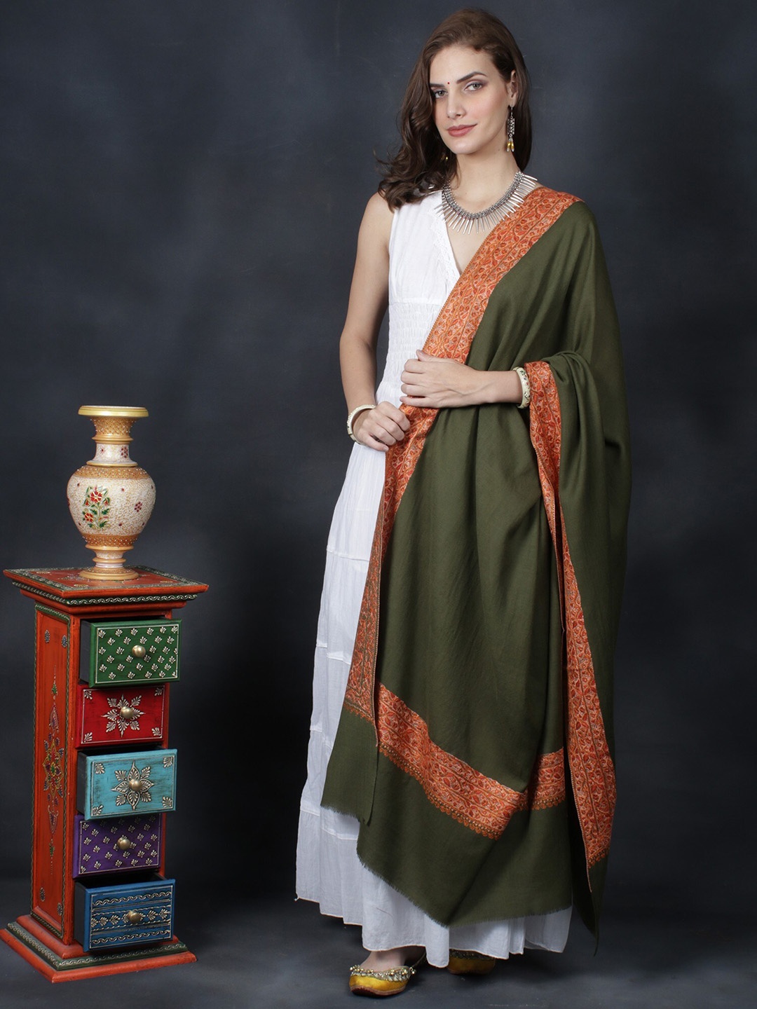 

Exotic India Women Shawl, Olive