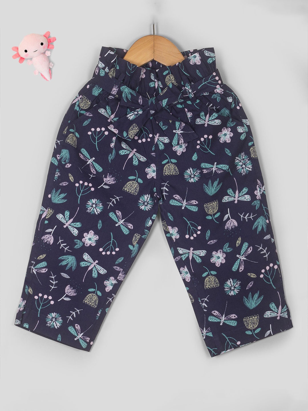 

Tangerine Closet Girls Floral Printed Capris with Waistband, Blue