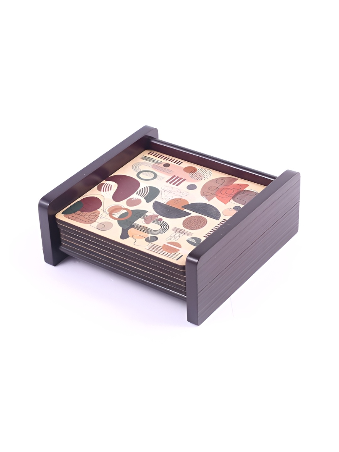 

Wonderchef 6-Pcs Beige & Brown Printed Wooden Square Coasters