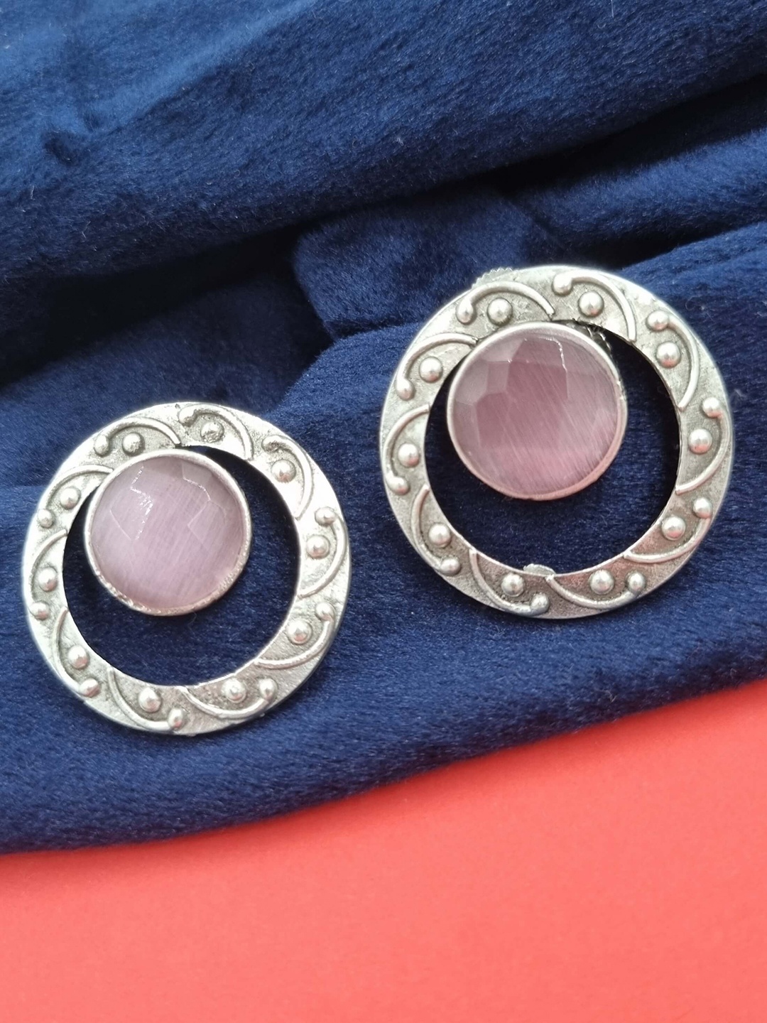 

Sangria Women Silver-Plated Stone Studded Earrings, Pink