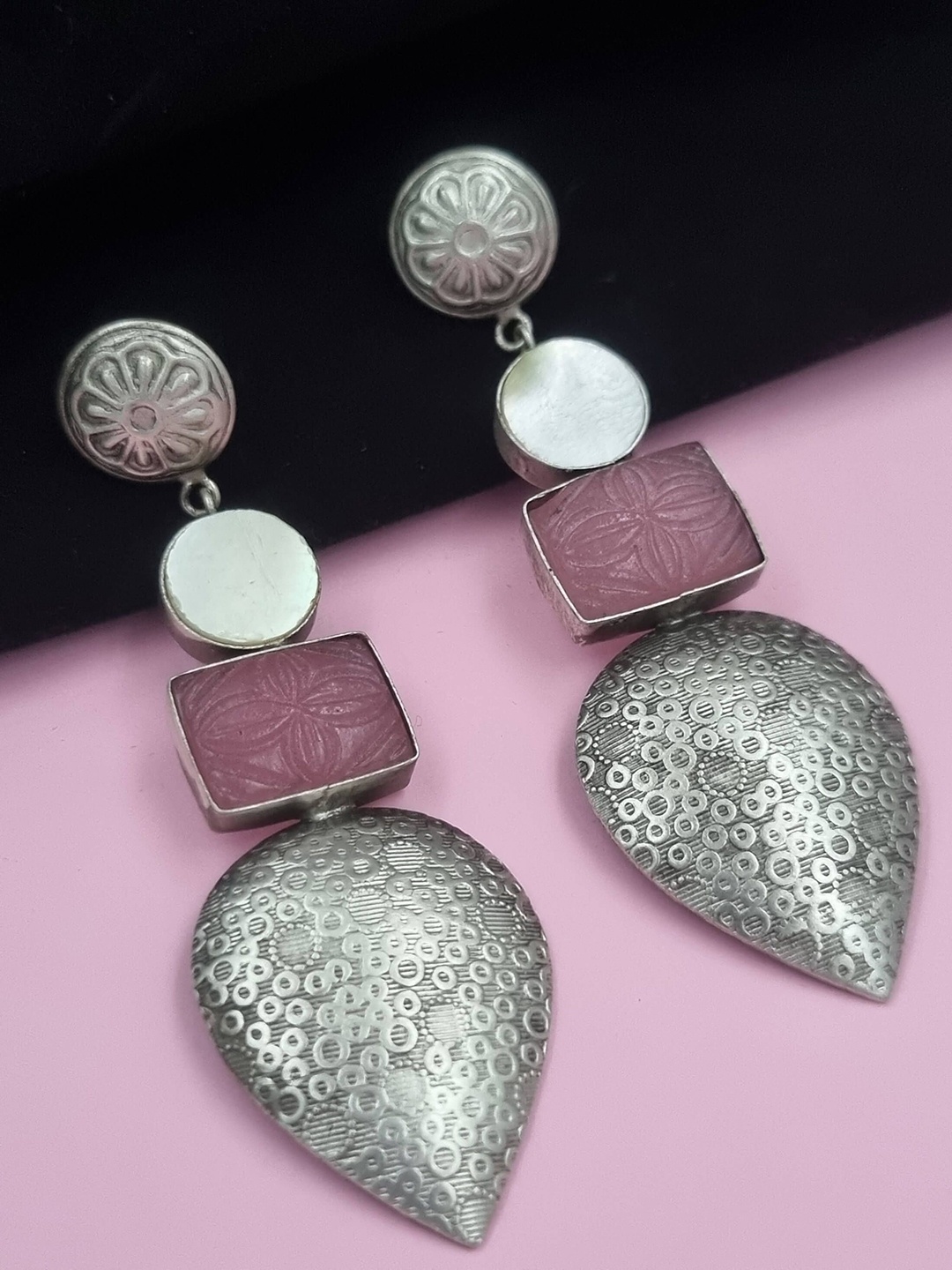 

Sangria Silver-Plated Stone Studded Earrings
