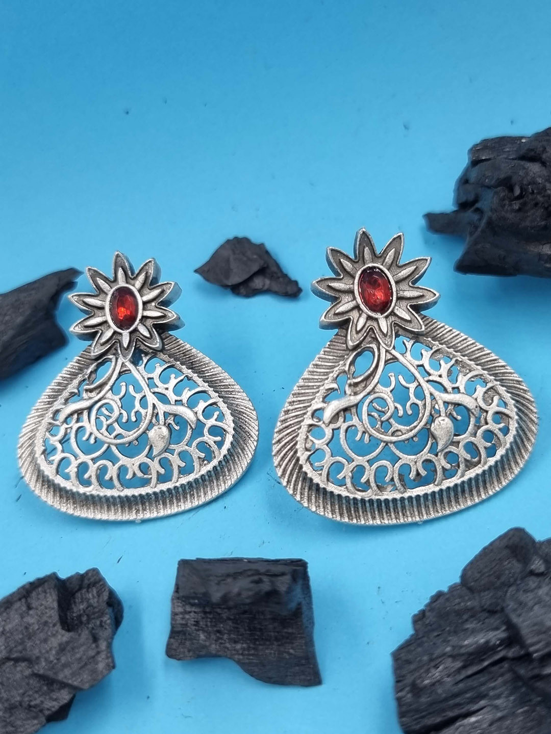 

Sangria Women Silver-Plated Stone Studded Earrings