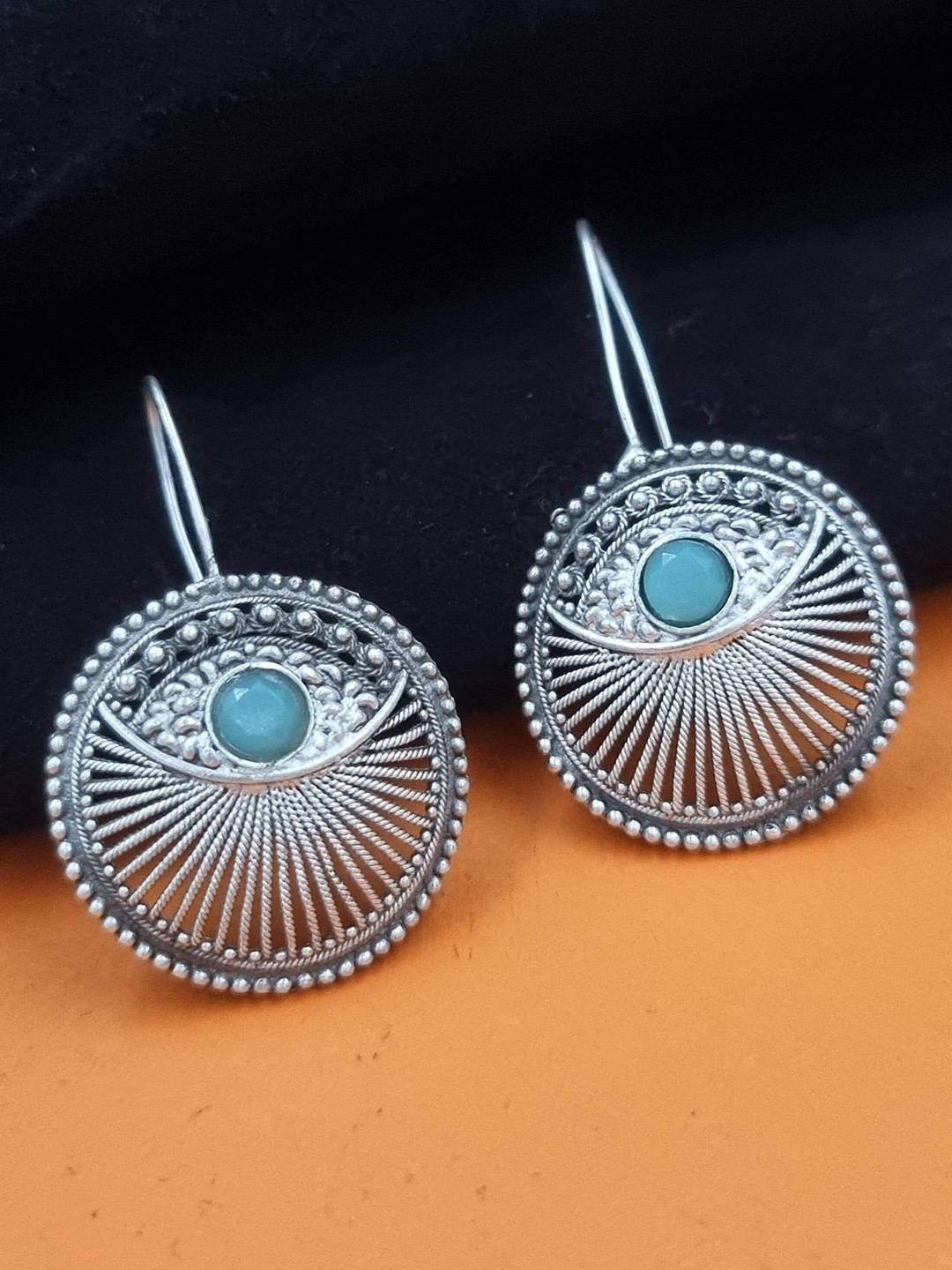 

Sangria Silver Plated Artificial Stones Studded Drop Earrings