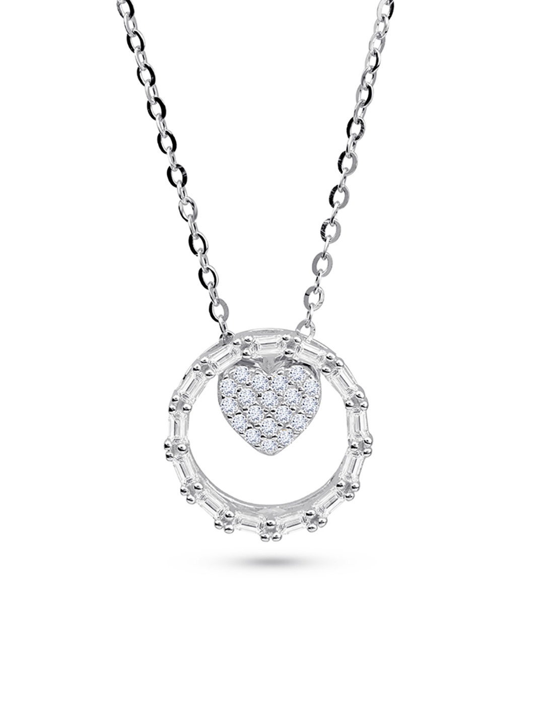 

Nistra Women Sterling Silver Rhodium-Plated The Love Frame Necklace