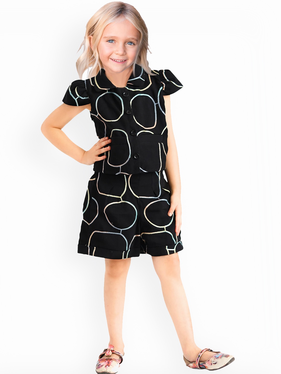 

Safehugs Girls Printed Black Co-Ords