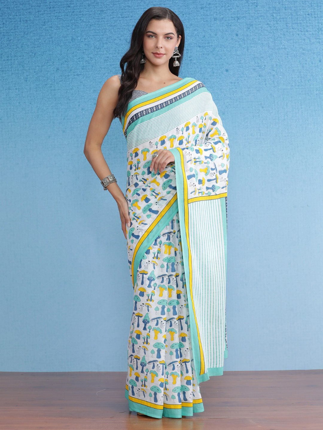 

Saree mall Bagh Pure Cotton Bagh Sarees, White