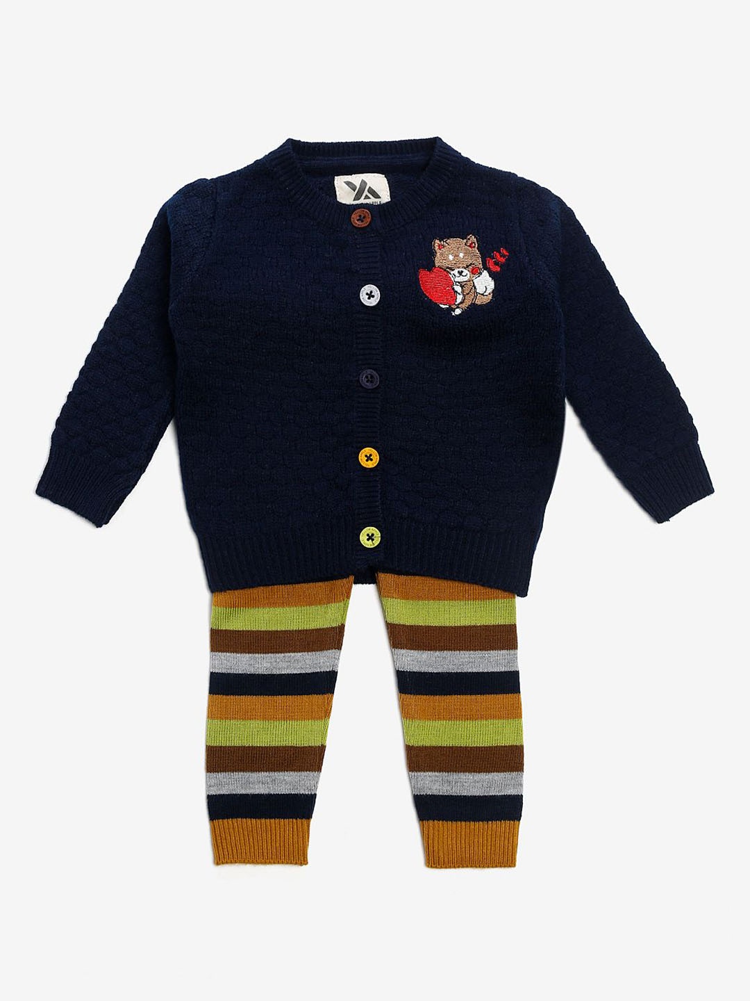 

Yellow Apple Infants Striped Thermal Set, Navy blue
