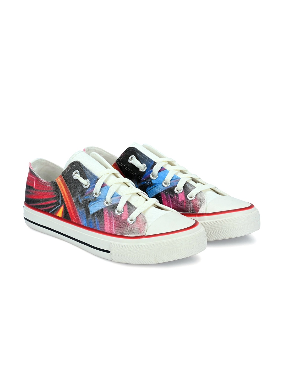 

CROWCIA LONDON Men Printed Round Toe Lightweight Canvas Sneakers, Blue