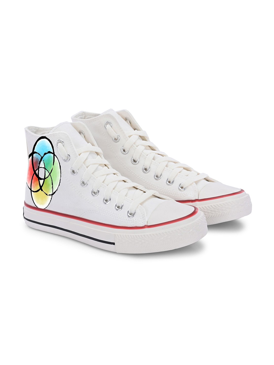 

CROWCIA LONDON Men Printed High-Top Canvas Sneakers, Multi