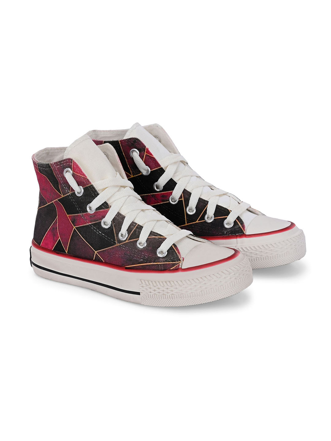 

CROWCIA LONDON Men Printed High-Top Sneakers, Multi