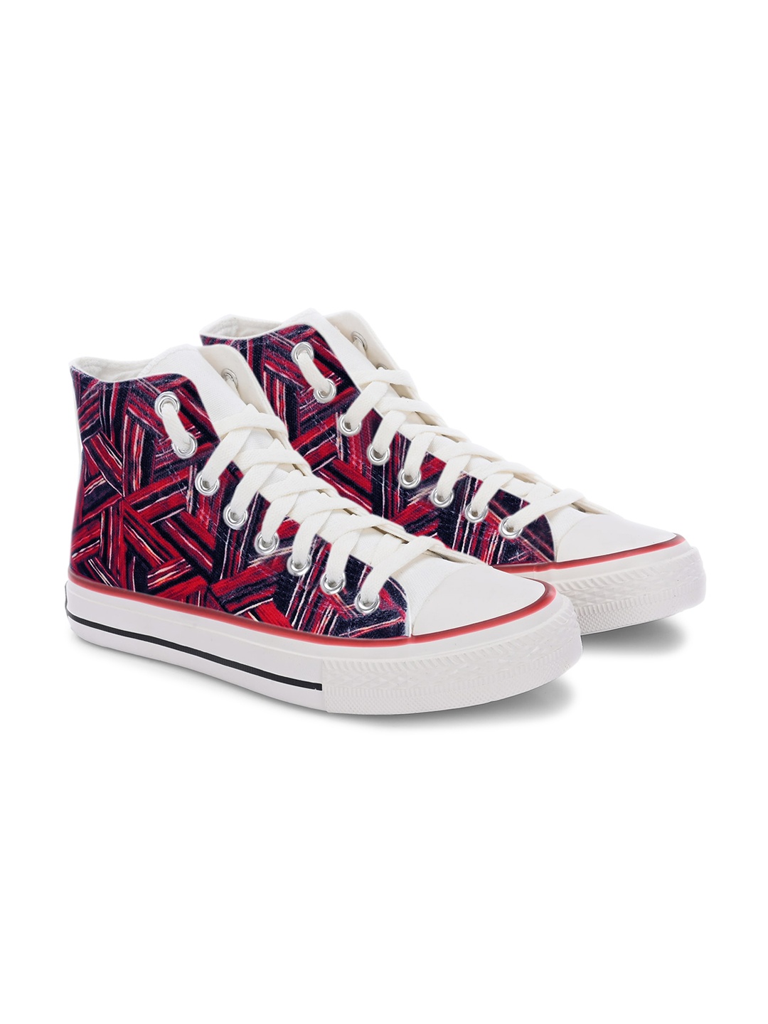 

CROWCIA LONDON Men Printed High-Top Sneakers, White