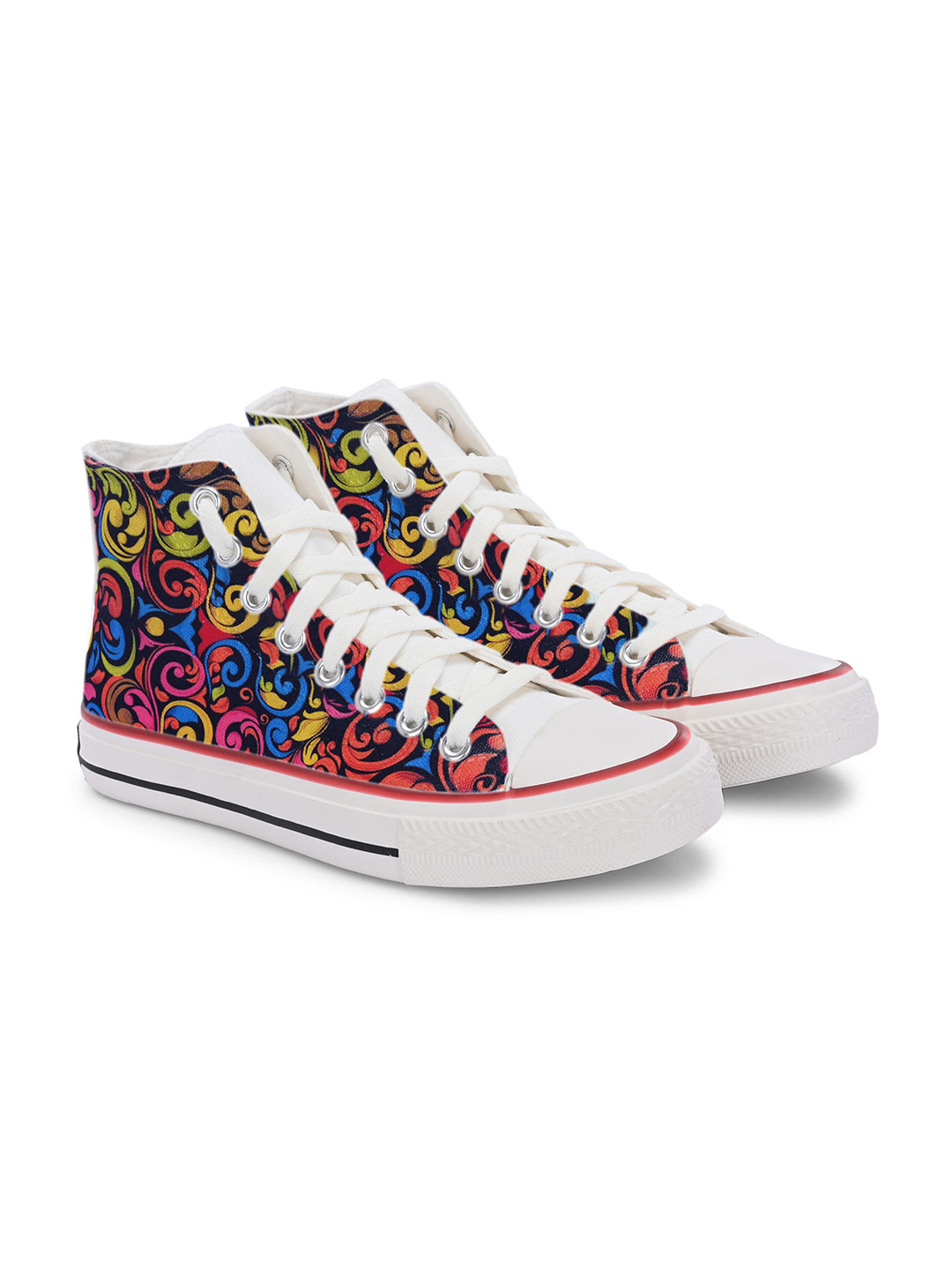 

CROWCIA LONDON Men Printed Round Toe Lightweight Canvas Sneakers, Blue