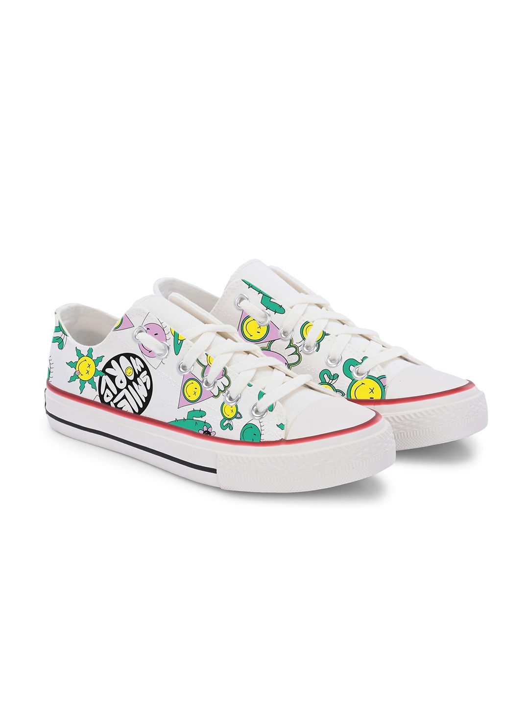 

CROWCIA LONDON Men Printed Canvas Sneakers, Multi