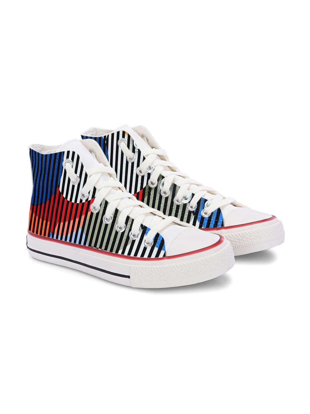 

CROWCIA LONDON Men Printed High-Top Sneakers, Multi