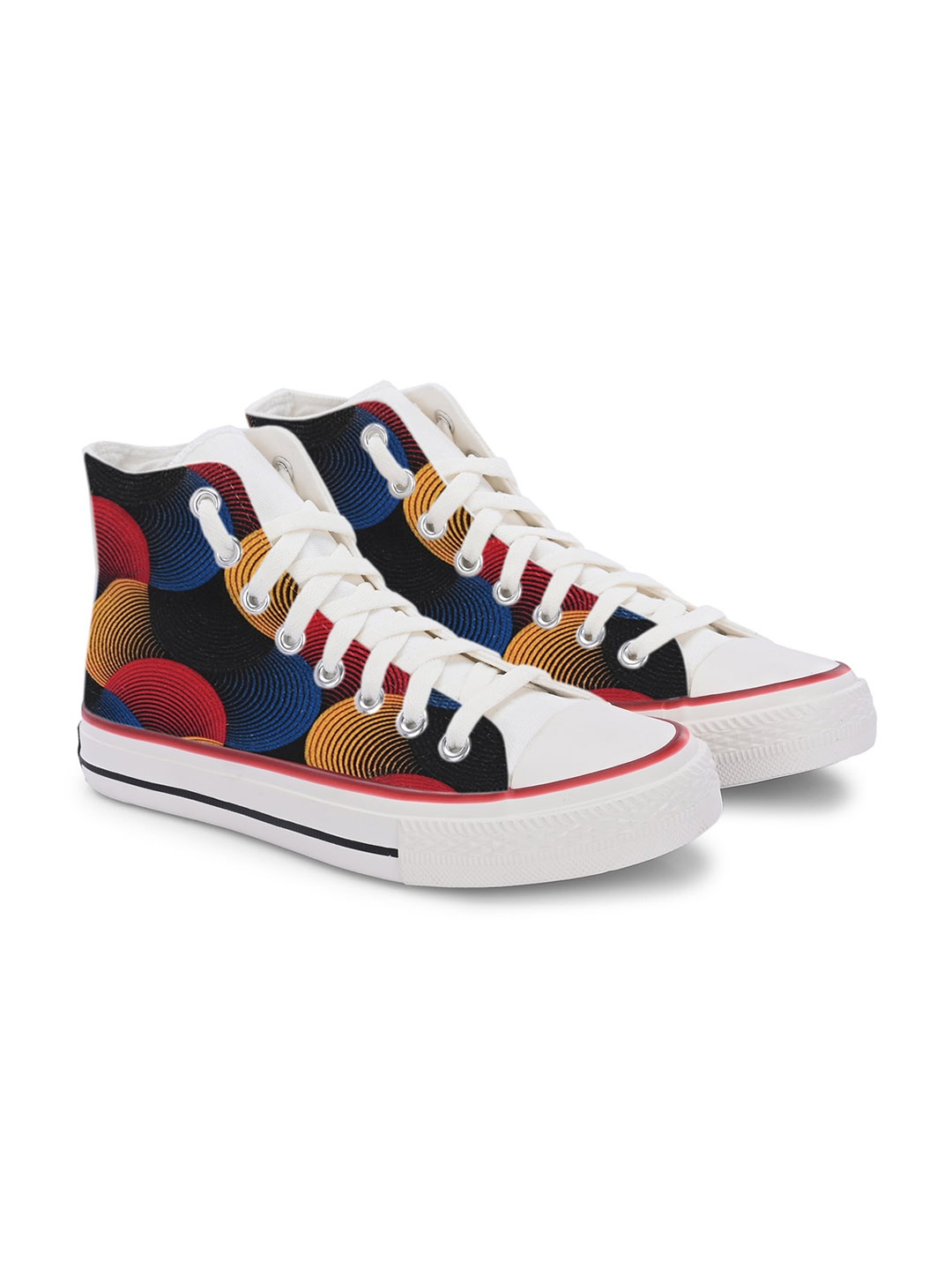 

CROWCIA LONDON Men Printed High-Top Sneakers, Multi