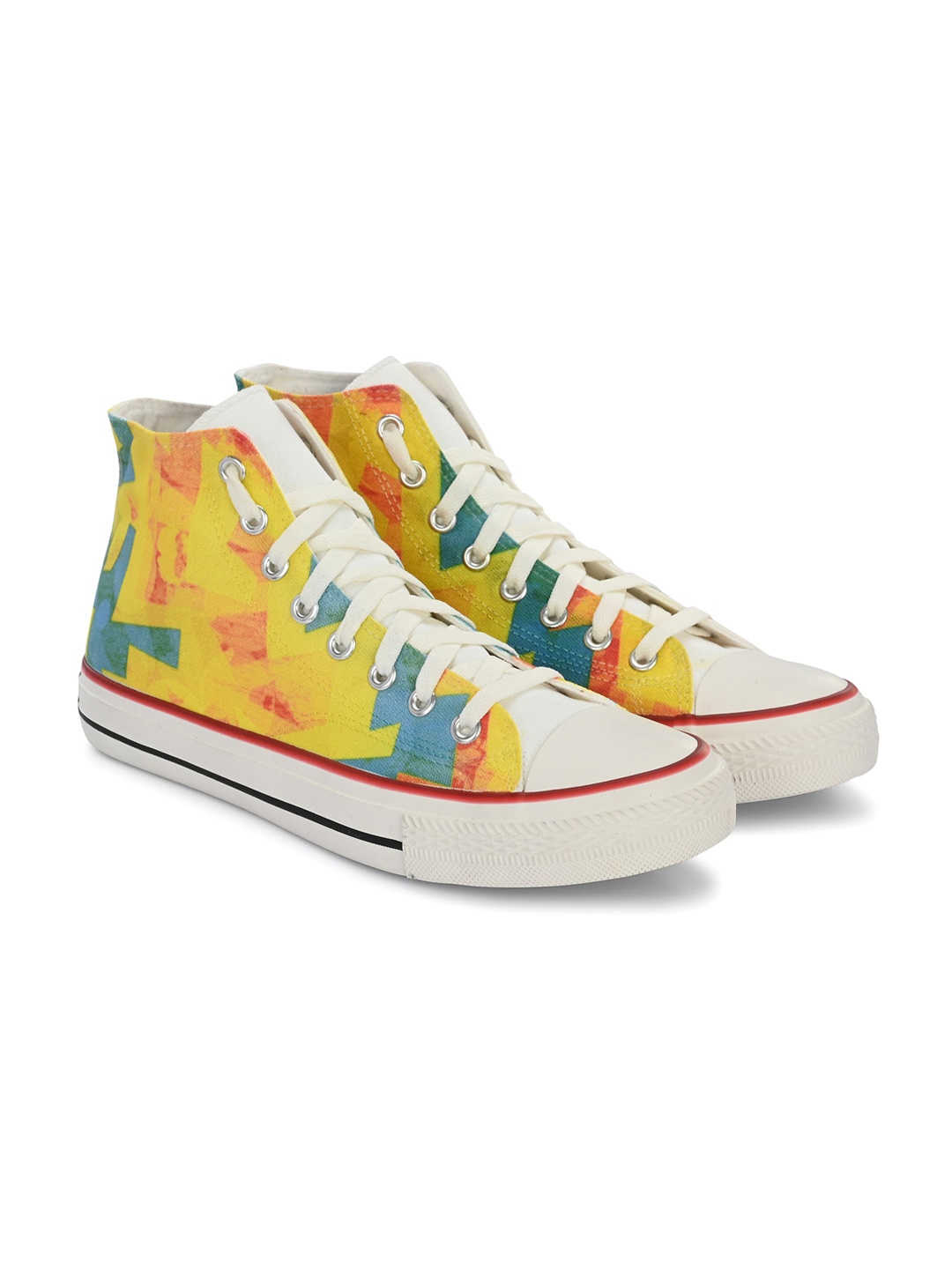 

CROWCIA LONDON Men Printed High-Top Sneakers, Multi
