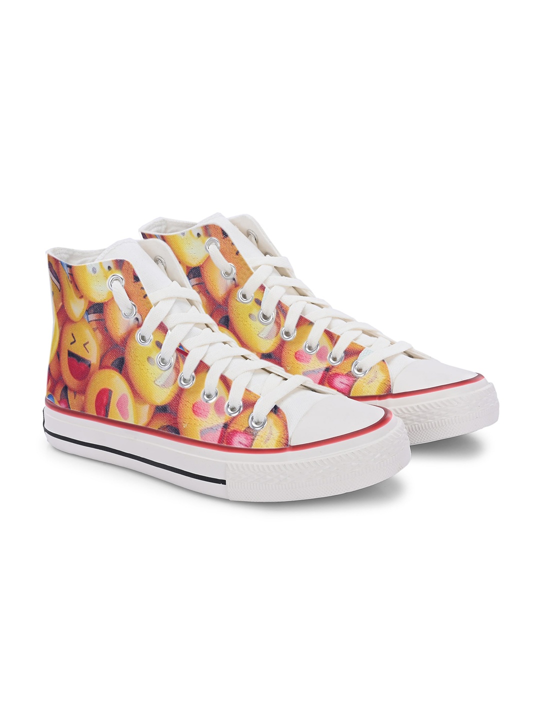 

CROWCIA LONDON Men Printed High-Top Canvas Sneakers, Multi