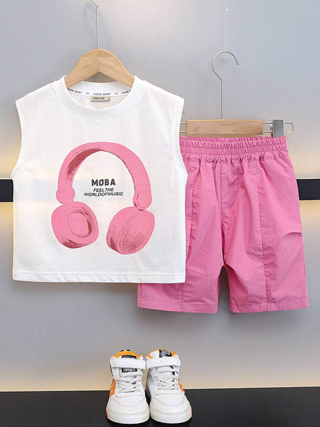 

INCLUD Boys Printed T-shirt with Shorts, Pink