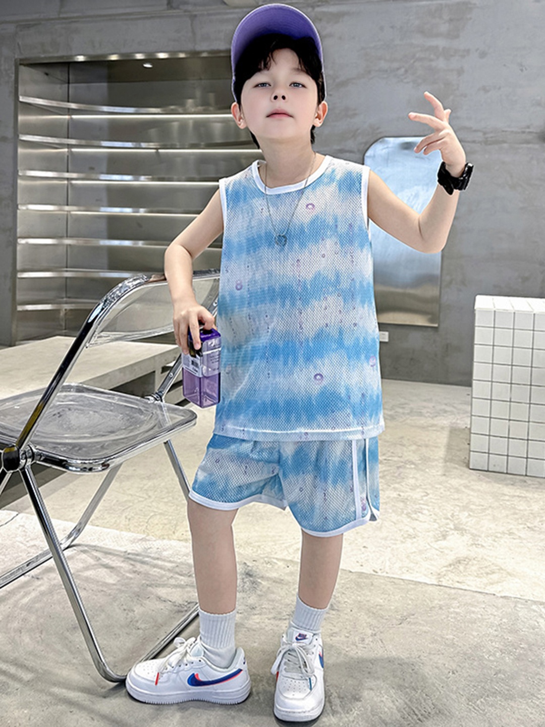 

INCLUD Boys Dyed T-shirt With Short, Blue