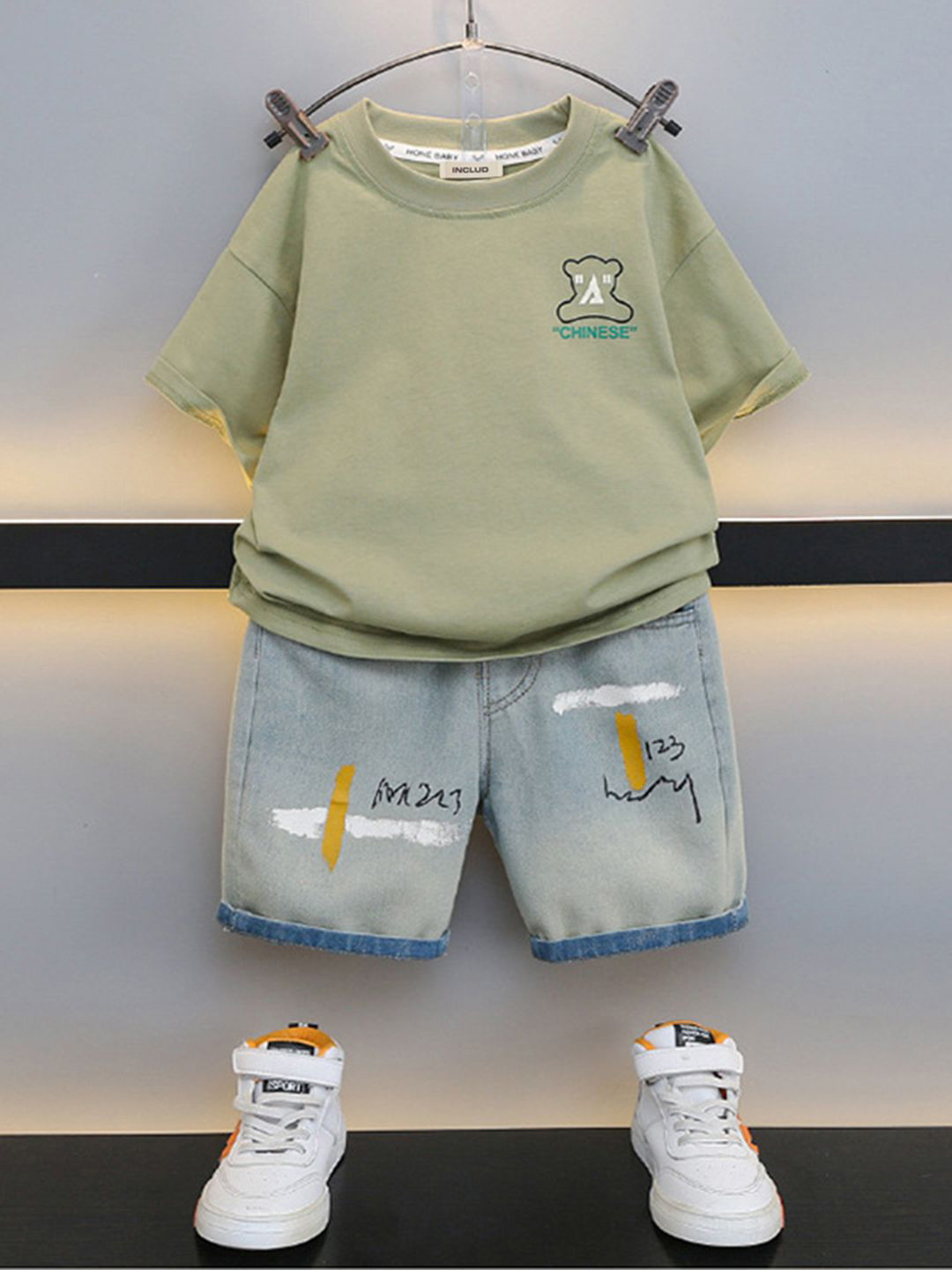 

INCLUD Boys Printed T-shirt with Shorts, Green
