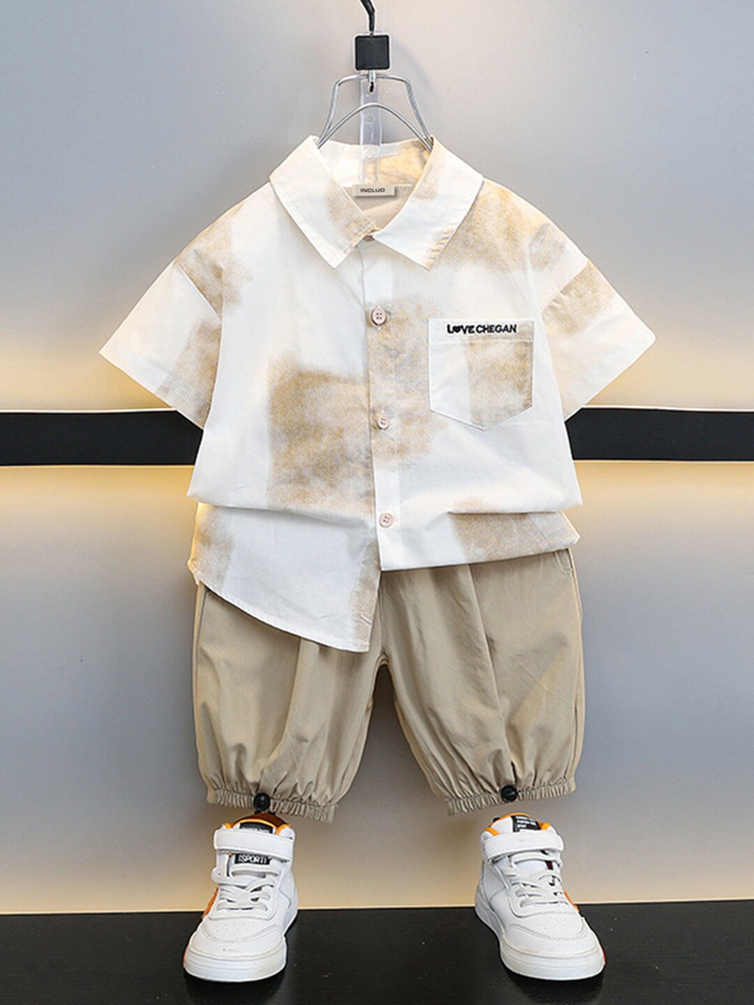 

INCLUD Boys Printed Shirt With Trouser, White