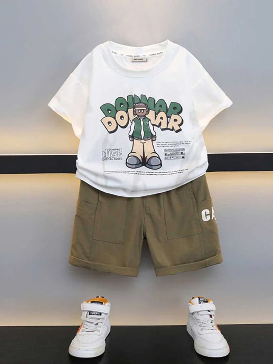 

INCLUD Boys Printed Top With Shorts, White
