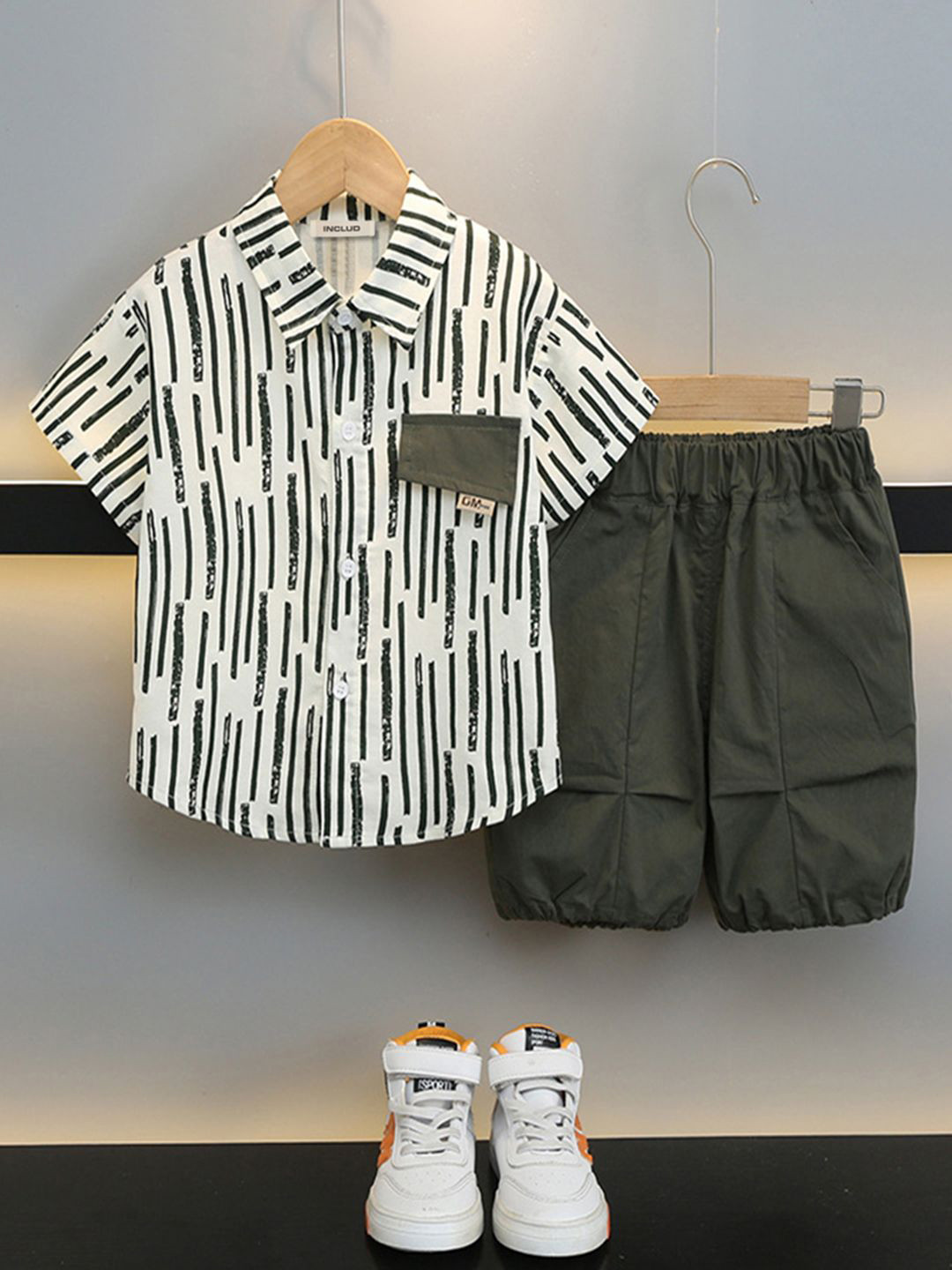 

INCLUD Boys Printed T-shirt with Shorts, Green