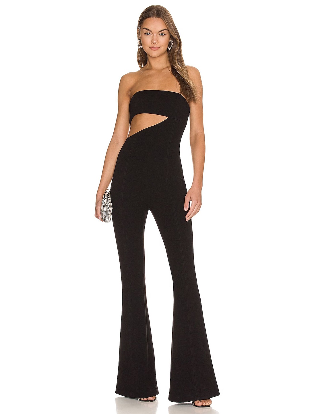 

LULU & SKY Off-Shoulder Basic Cut-out Jumpsuit, Black