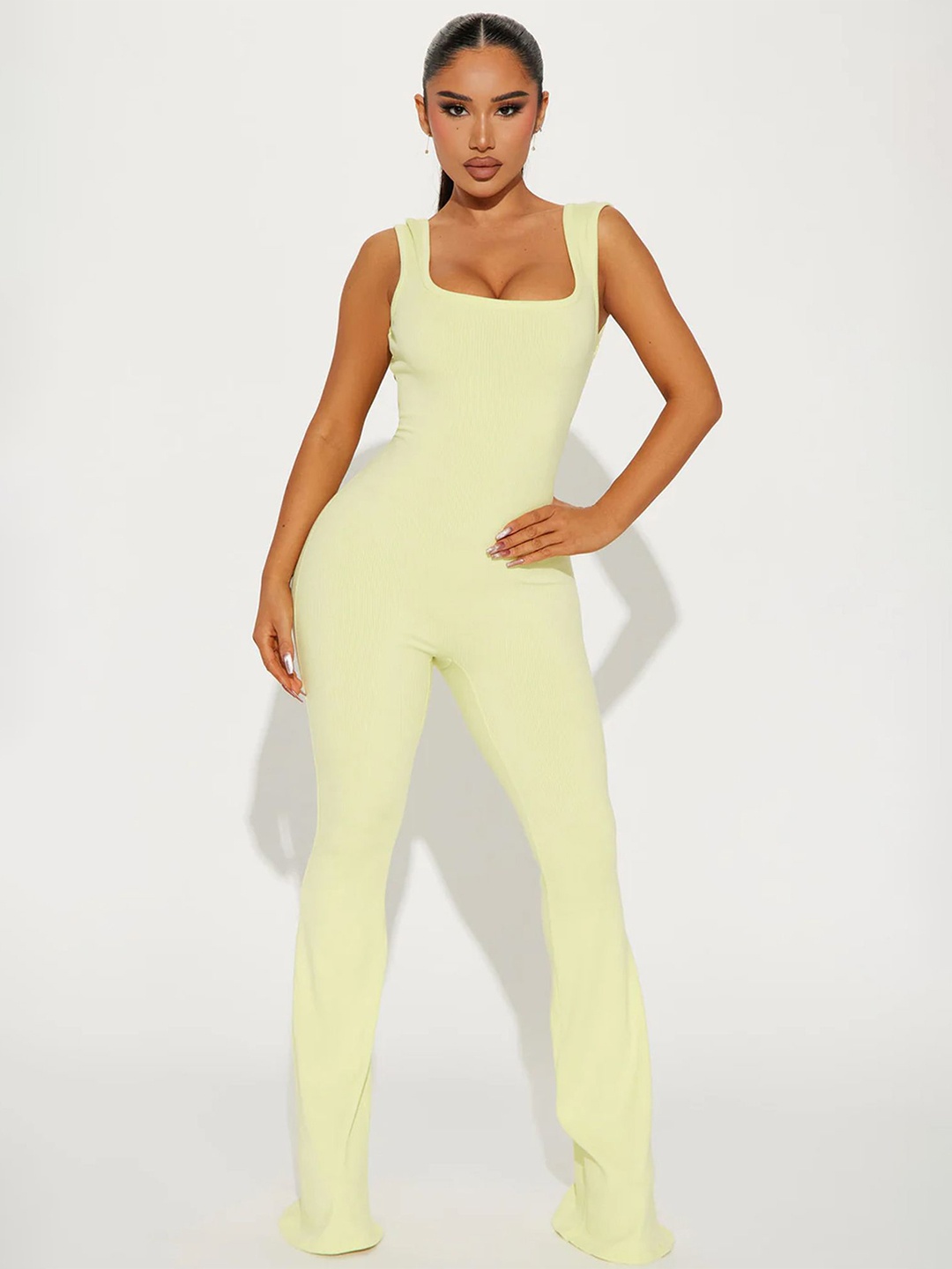 

LULU & SKY Backless Basic Jumpsuit, Yellow