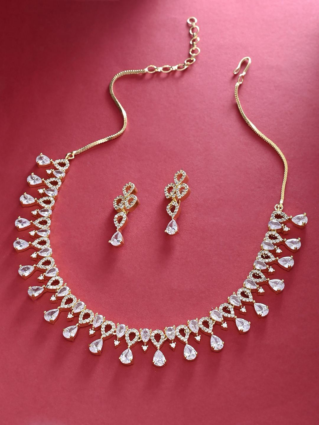 

Voylla Gold-Plated Cubic Zirconia Stone-Studded Jewellery Set