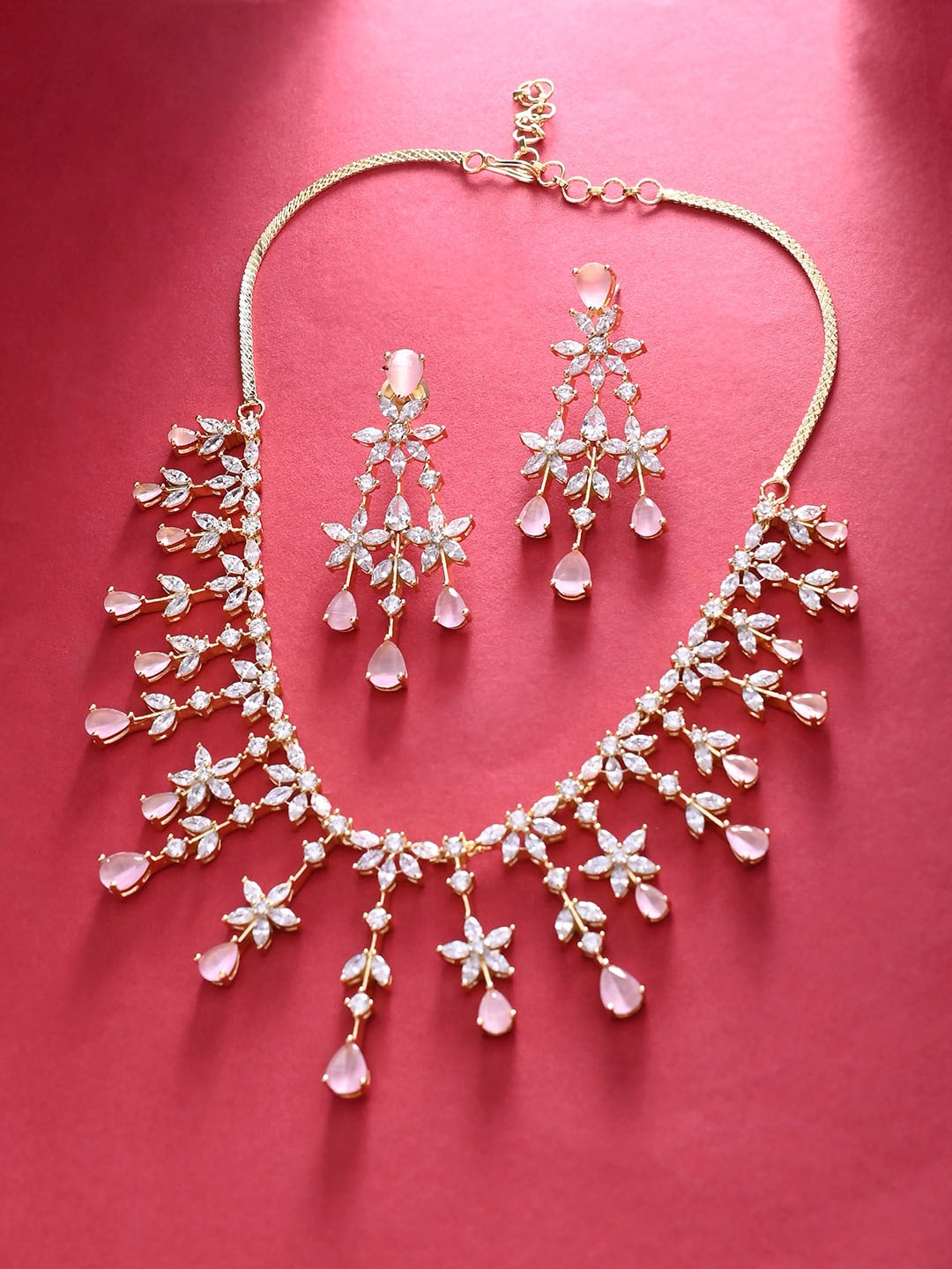 

Voylla Gold-Plated Handcrafted Cubic Zerconia Stone Studded Jewellery Set