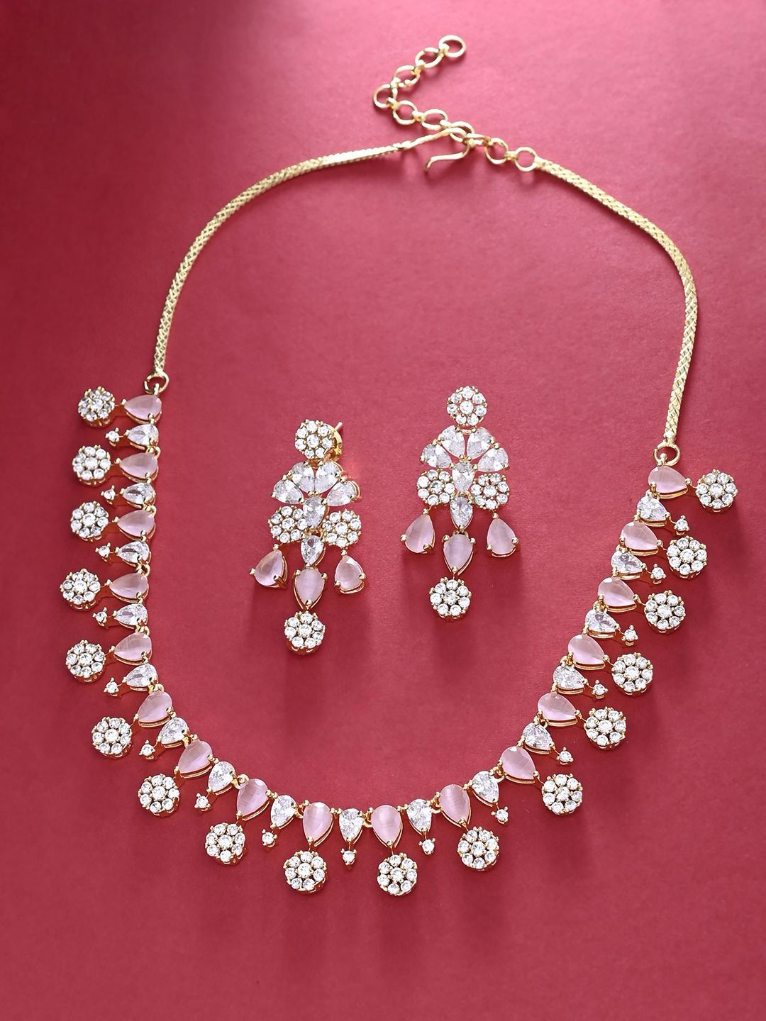 

Voylla Gold-Plated Handcrafted Cubic Zerconia Stone Studded Jewellery Set