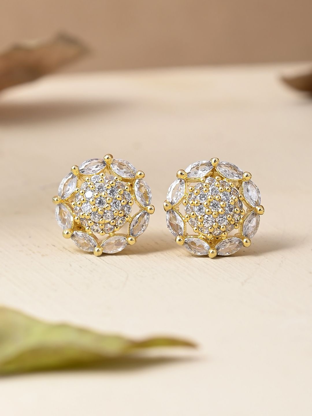 

Voylla Women Contemporary Studs Earrings, Gold