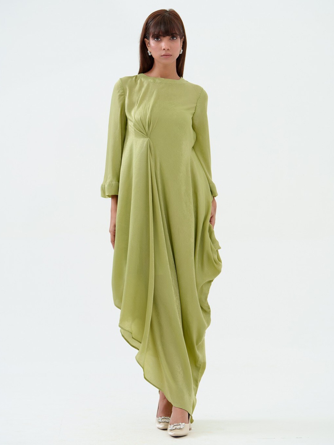 

KINA Flared Sleeves Maxi Dress, Olive