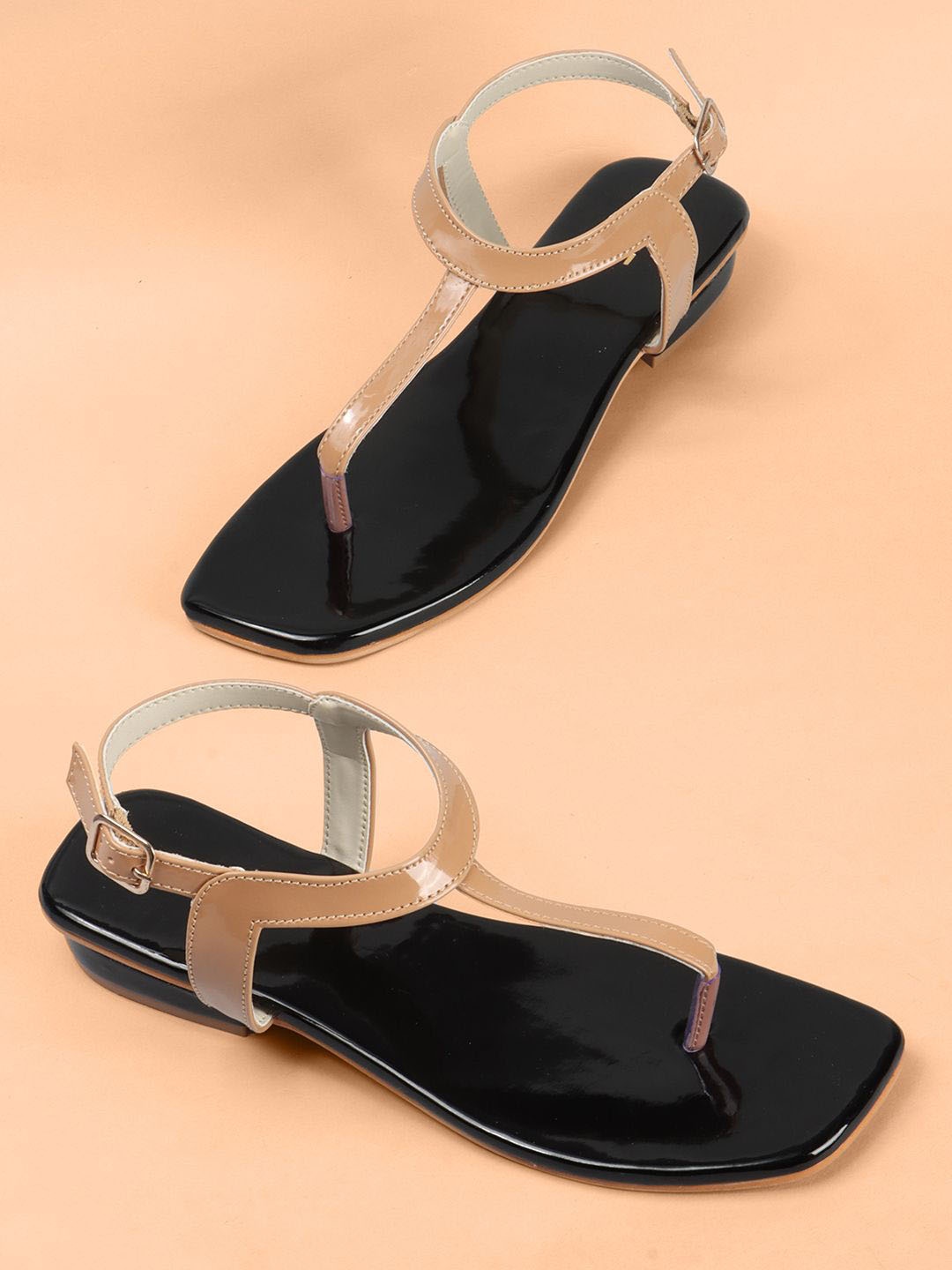 

Lavie Women T-Strap Flats with Buckles, Black