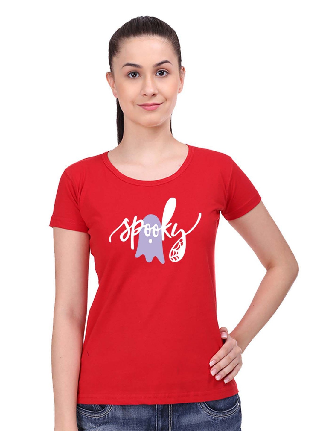 

STATUS MANTRA Women Printed T-shirt, Red