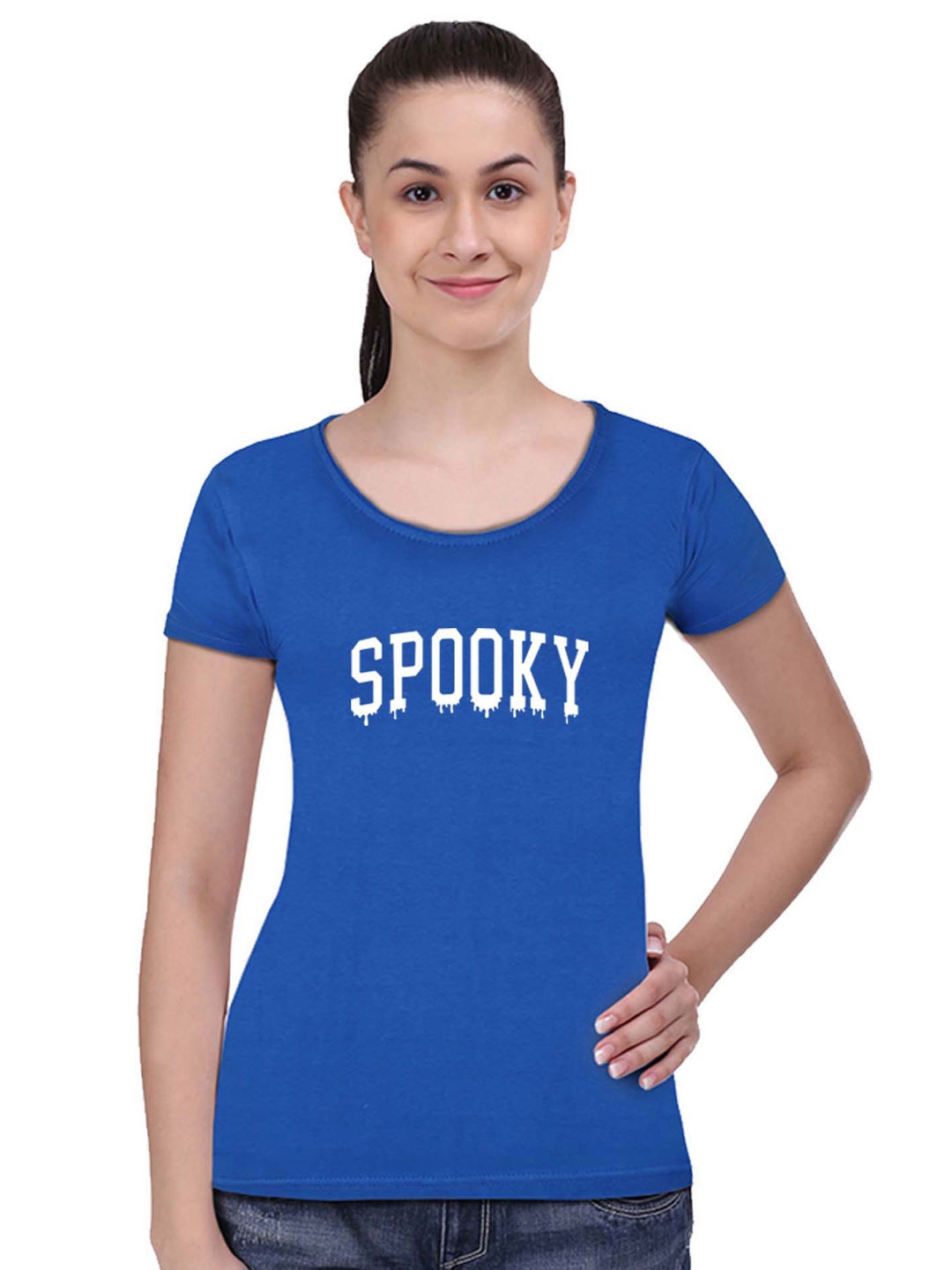 

STATUS MANTRA Women Typography Printed Round Neck T-shirt, Blue